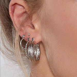 NASTY GAL Engraved Hoop Earring 3-Pc Set in silver small hoops